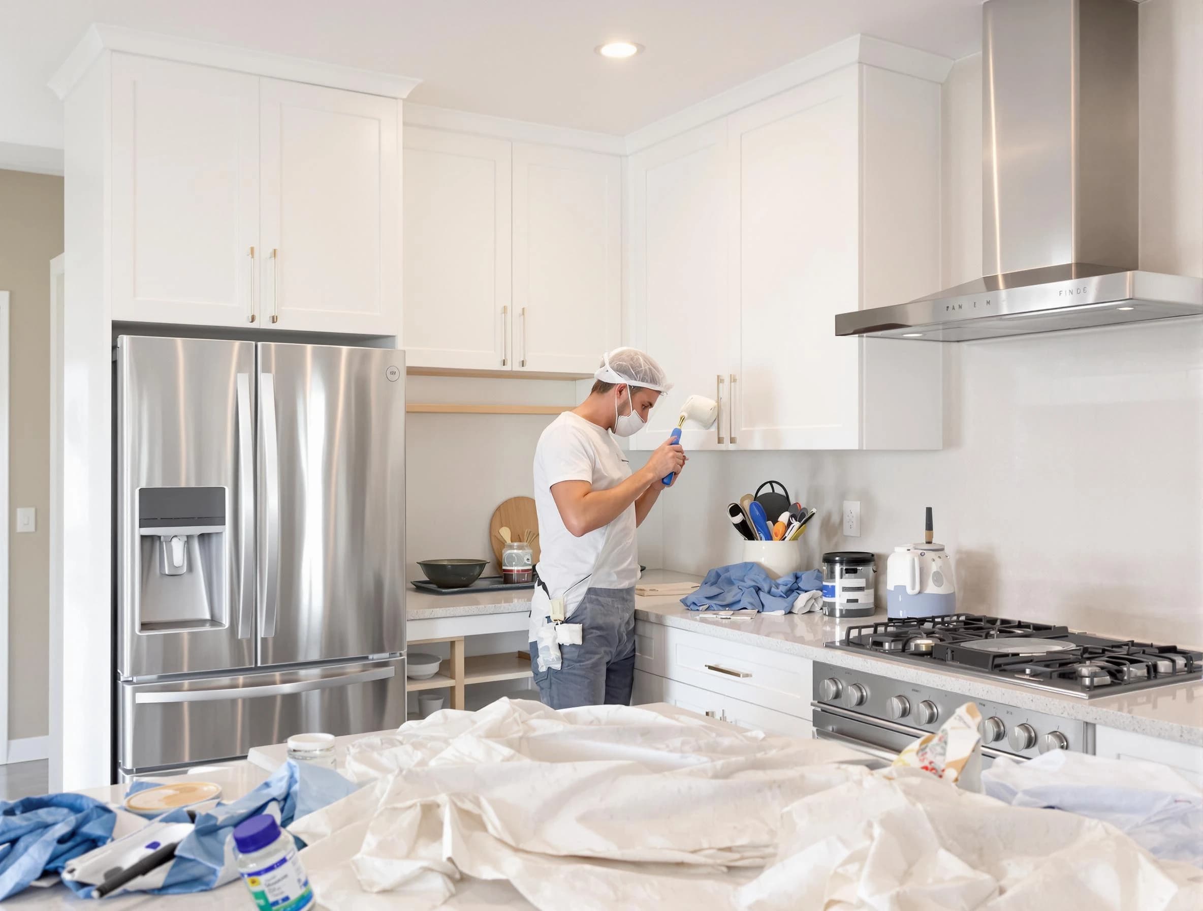 Peoria House Painters painter applying a fresh coat in a kitchen located in Peoria, AZ