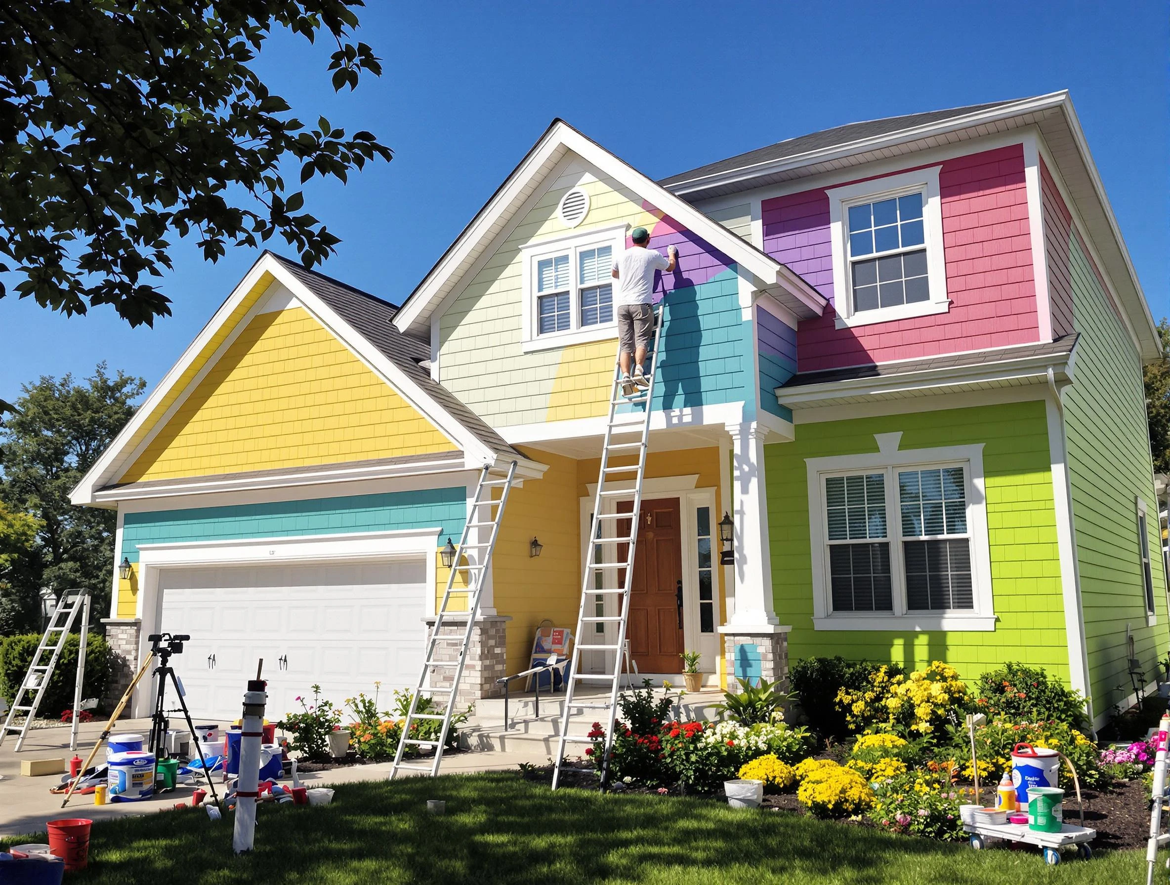 Peoria House Painters professionals painting a home exterior in Peoria, AZ
