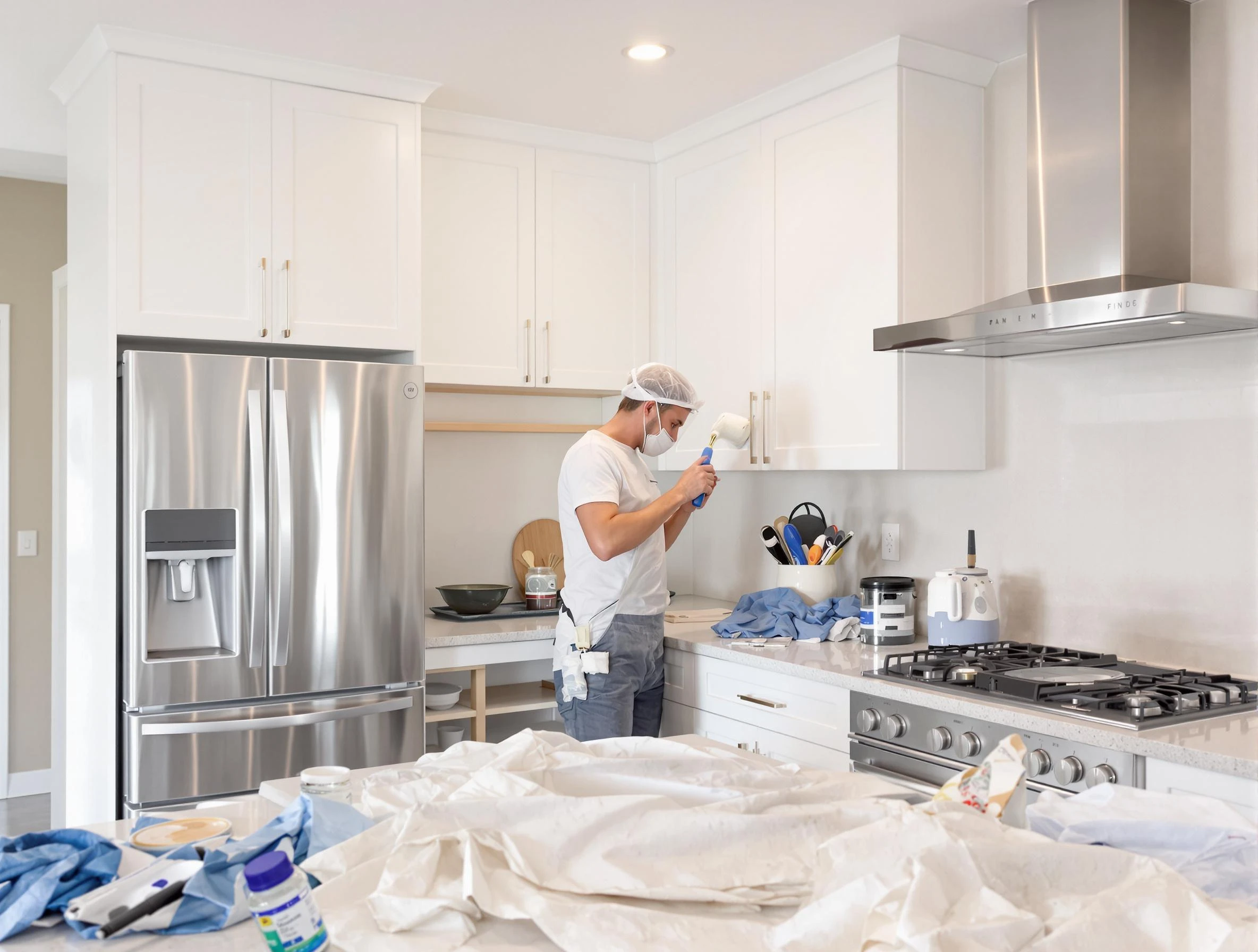 Peoria House Painters painter applying a fresh coat in a kitchen located in Peoria, AZ