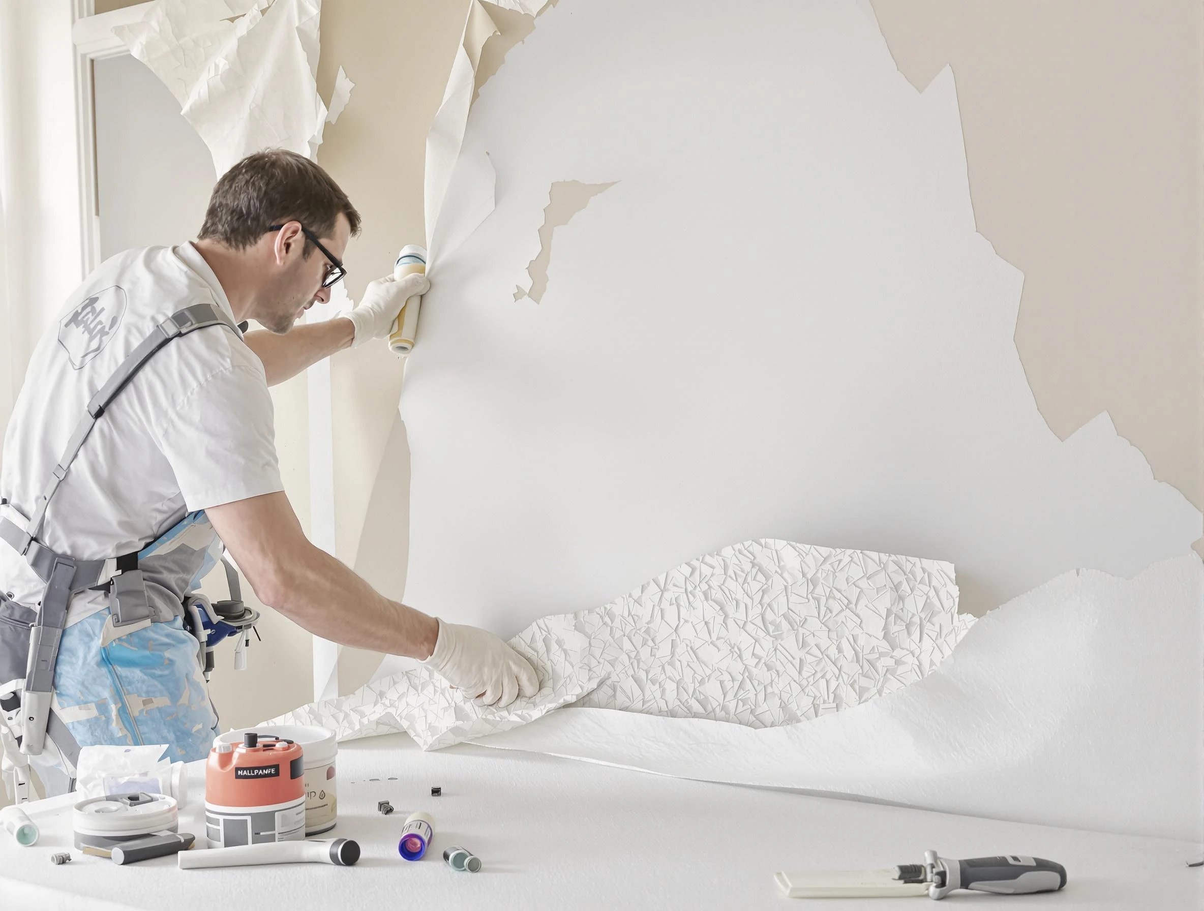 Detailed wallpaper removal and wall prep by Peoria House Painters in Peoria